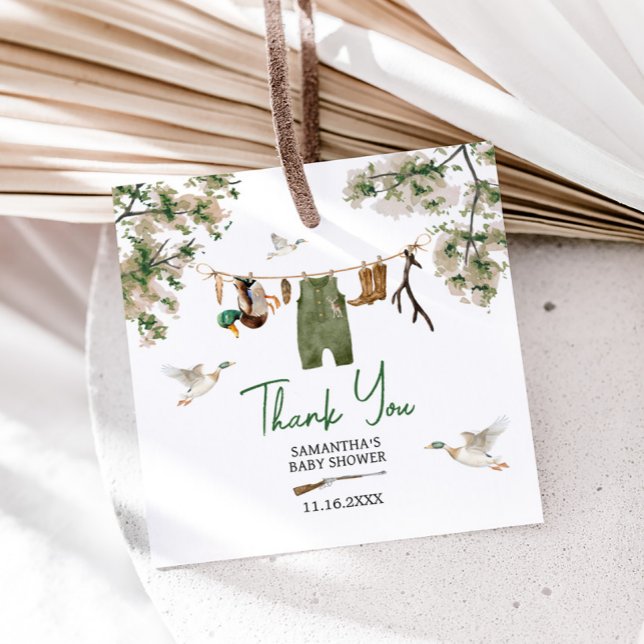 Duck Hunting Baby Show Geschenkanhänger (Duck Hunting Baby Shower Square Favor Tags)