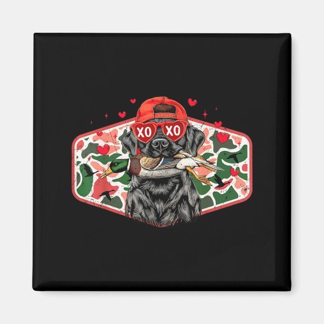 Duck Hunting Black Lab Camo Valentine's Day Xoxo H Magnet (Vorne)