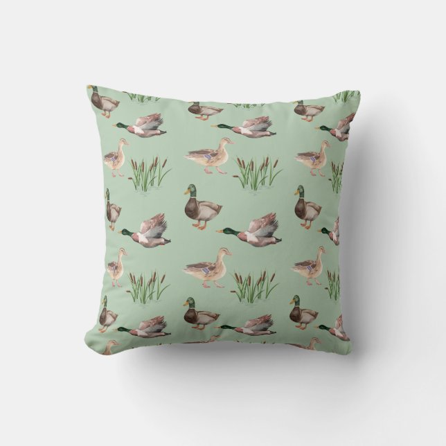 Duck Hunting Throw Pillow Mallard Kissen (Vorderseite)