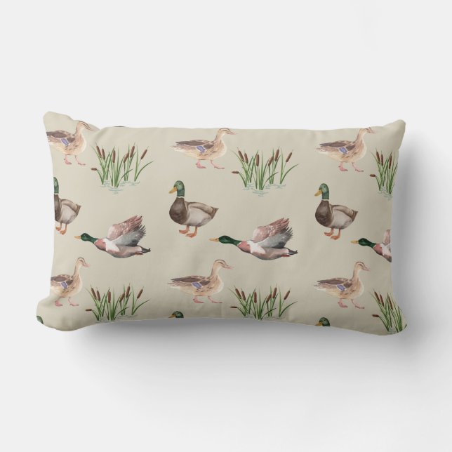 Duck Hunting Throw Pillow Mallard Lendenkissen (Vorderseite)