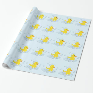 Duck in Blue Bubbles Baby Duck Geschenkpapier