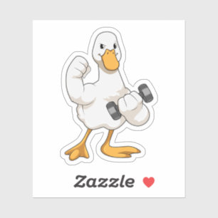 Duck in Bodybuilding mit Dumbell Aufkleber