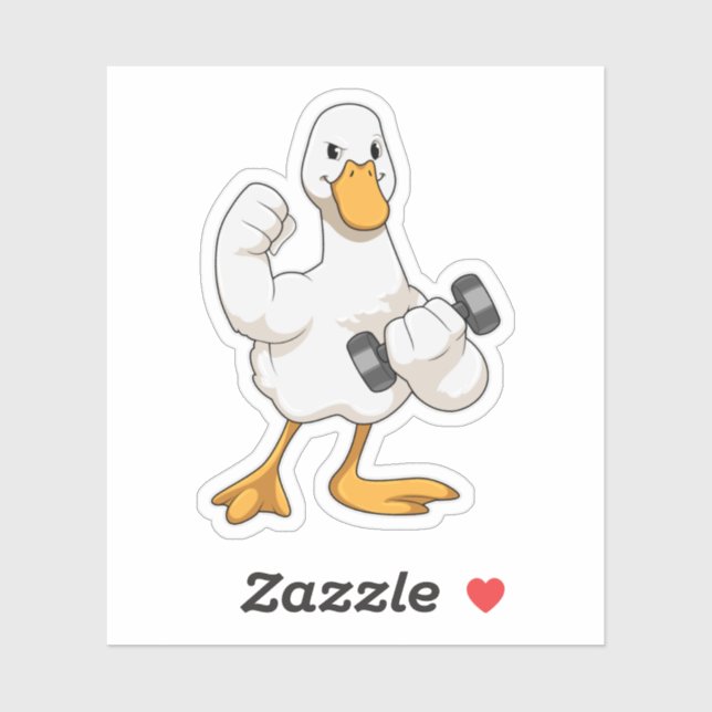 Duck in Bodybuilding mit Dumbell Aufkleber (Blatt)