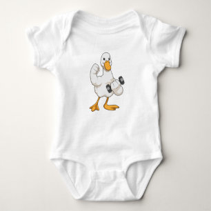 Duck in Bodybuilding mit Dumbell Baby Strampler