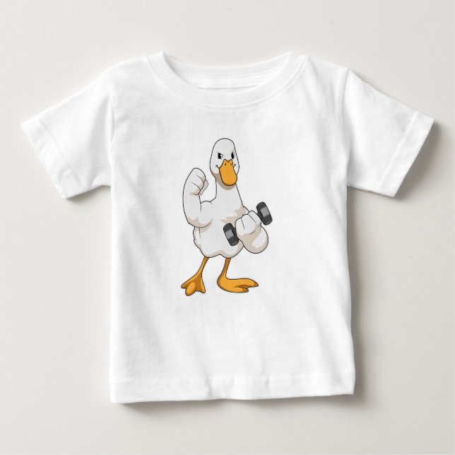 Duck in Bodybuilding mit Dumbell Baby T-shirt (Vorderseite)