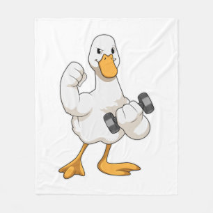 Duck in Bodybuilding mit Dumbell Fleecedecke