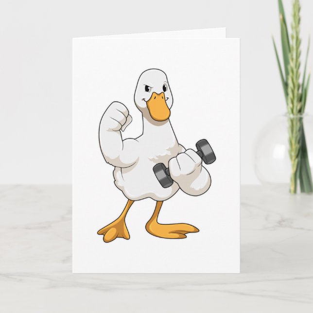 Duck in Bodybuilding mit Dumbell Karte (Vorderseite)