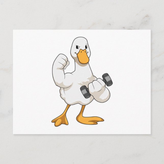 Duck in Bodybuilding mit Dumbell Postkarte (Vorderseite)
