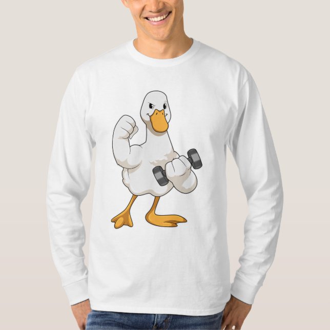 Duck in Bodybuilding mit Dumbell T-Shirt (Vorderseite)
