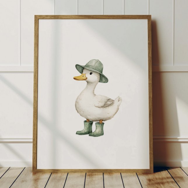 Duck in Sage Green Boots Poster Kids Room Decor (Von Creator hochgeladen)