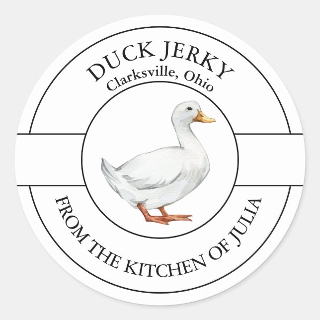 Duck Jerky Label Runder Aufkleber (Vorderseite)
