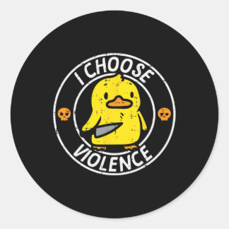 Duck Knife I Choose Funny Sarcasm Joke Spaß Gag Runder Aufkleber