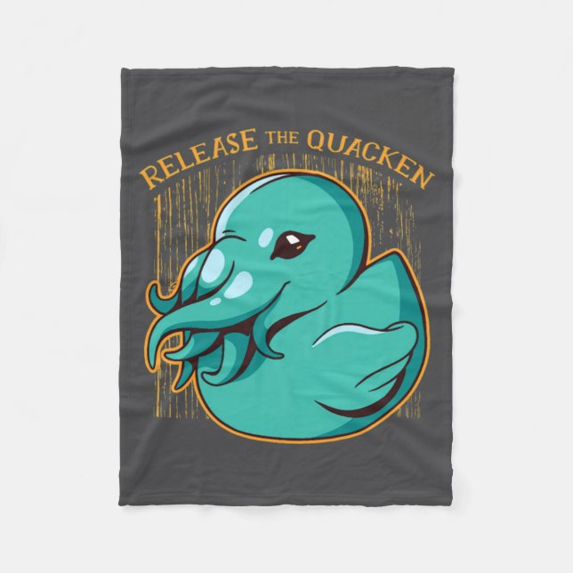 Duck Kraken Release The Quacken Funny Rubber Boxer Fleecedecke (Vorderseite)