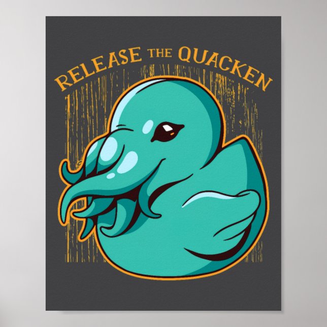 Duck Kraken Release The Quacken Funny Rubber Boxer Poster (Vorne)