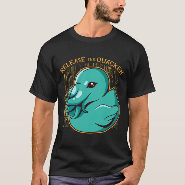 Duck Kraken Release The Quacken Funny Rubber Boxer T-Shirt (Vorderseite)