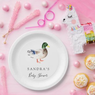 Duck Mallard Baby Dusche Minimal Modernes Elegante Pappteller