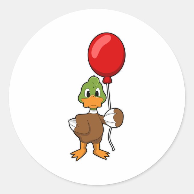 Duck mit Balloon Runder Aufkleber (Vorderseite)