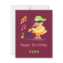 Duck Play Music Pixel Art Flat Card