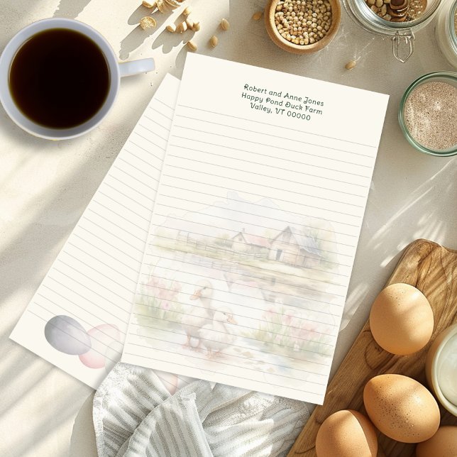 Duck Pond Country Homestead Lined Writing Paper Briefpapier (Von Creator hochgeladen)