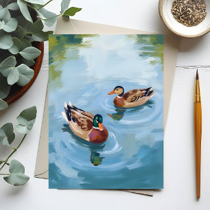 Duck Pond Wasserfarbe gestrichen Postkarte