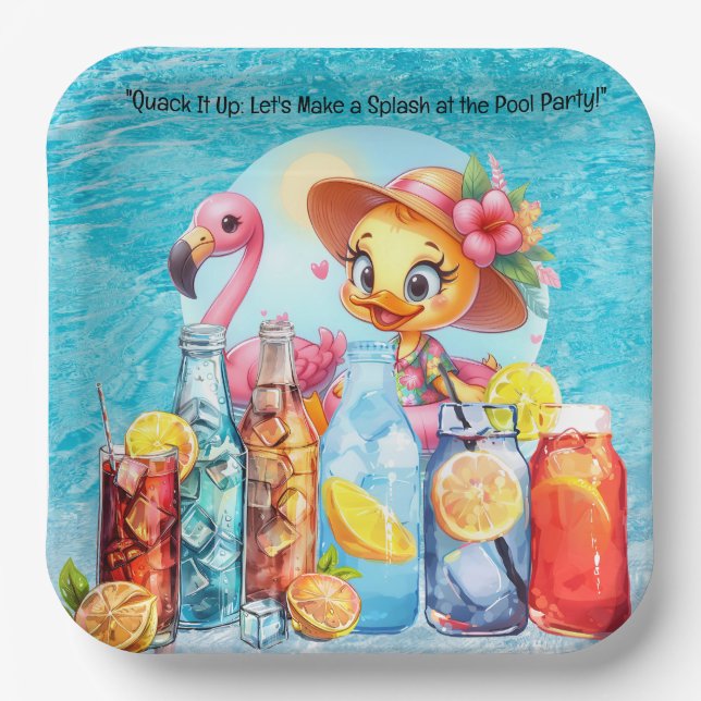 Duck Pool Party mit Drinks! Pappteller (Vorderseite)