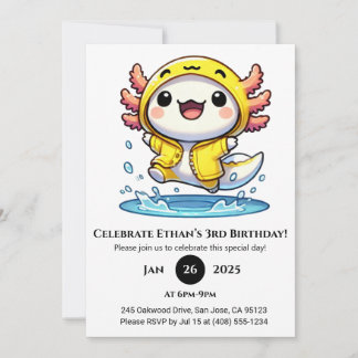 Duck Raincoat Axolotl Birthday Einladung