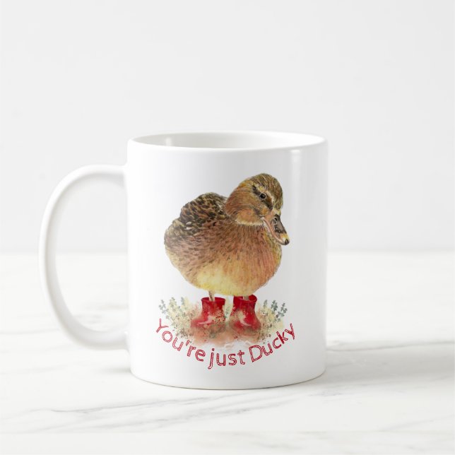 Duck Red Rubber Stiefel Du bist nur Ducky Kaffeetasse (Links)