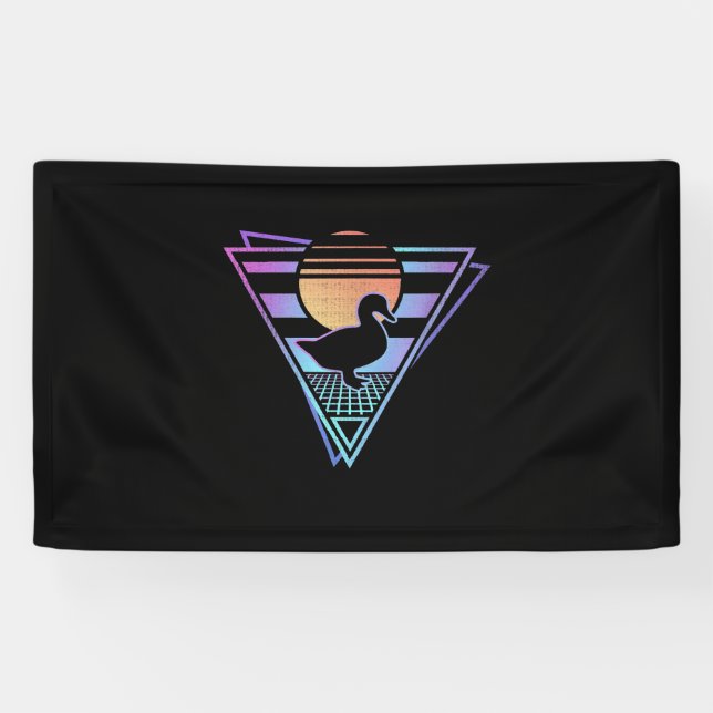 Duck Retro 80er EDM Synthwave Gift T - Shirt Banner (Horizontal)