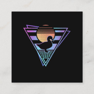Duck Retro 80er EDM Synthwave T - Shirt Quadratische Visitenkarte