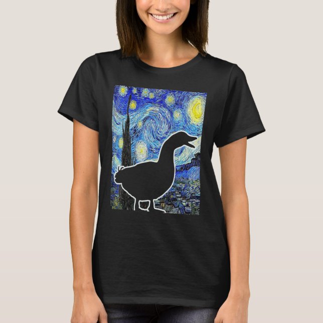 Duck Starry Night Van Gogh Funny Duck Bauer T-Shirt (Vorderseite)