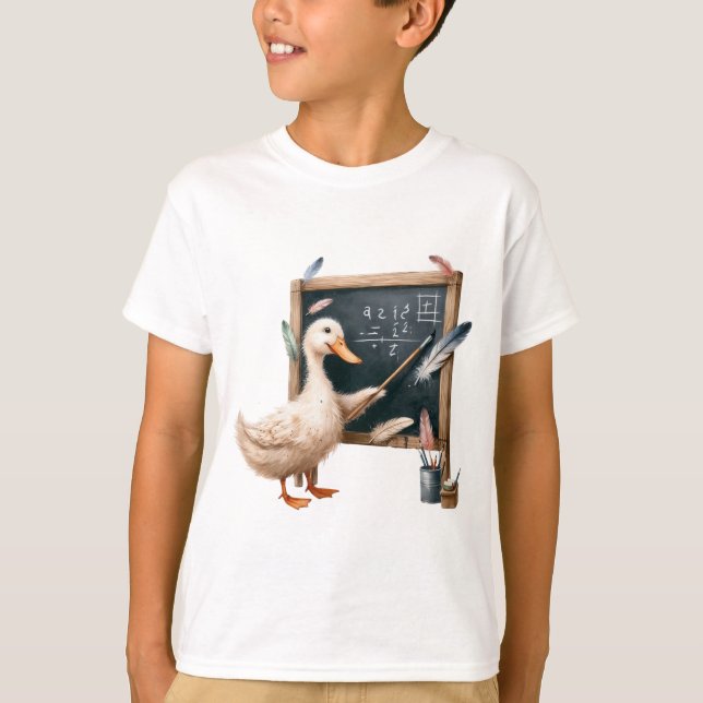 Duck Teacher Mathe auf Blackboard Boys T - Shirt (Vorderseite)