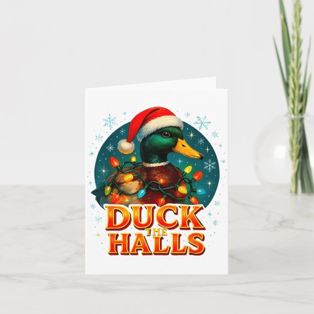 Duck The Halls Funny Christmas Lights Hunting Seas Karte (Vorderseite)