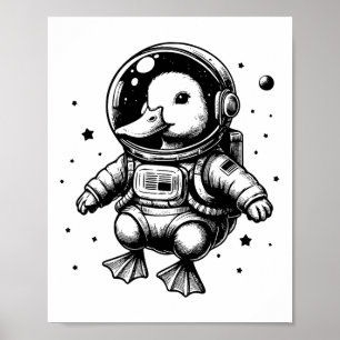 Duck Vater Mama Space - Astronaut Duck Poster