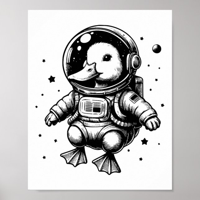 Duck Vater Mama Space - Astronaut Duck Poster (Vorne)
