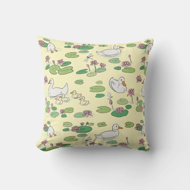 Duck Wasserlilie Pads Throw Kissen (Vorderseite)