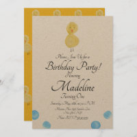 Duck Watercolor Paint Erstgeburtstag Party Rustika