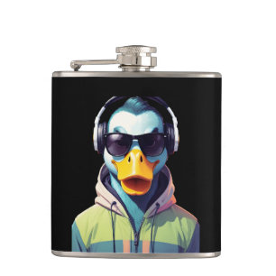 Duck Wearing Hoodie Funny Coole Tierart Flachmann