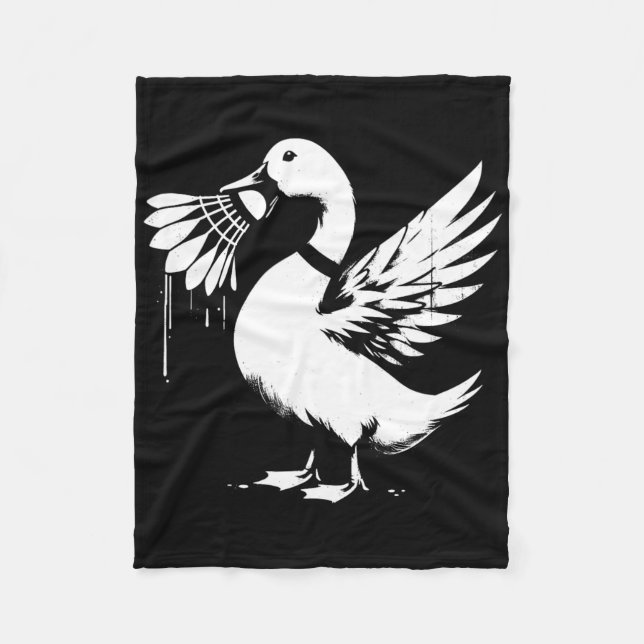Duck with Shuttle - Funny Graphic Badminton Lover Fleecedecke (Vorderseite)