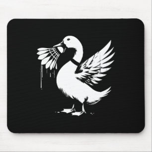 Duck with Shuttle - Funny Graphic Badminton Lover Mousepad