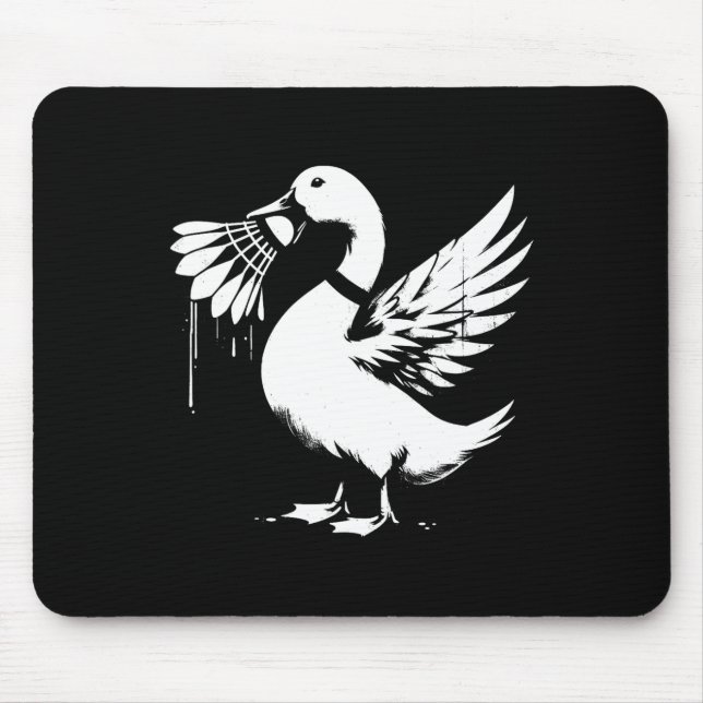 Duck with Shuttle - Funny Graphic Badminton Lover Mousepad (Vorne)