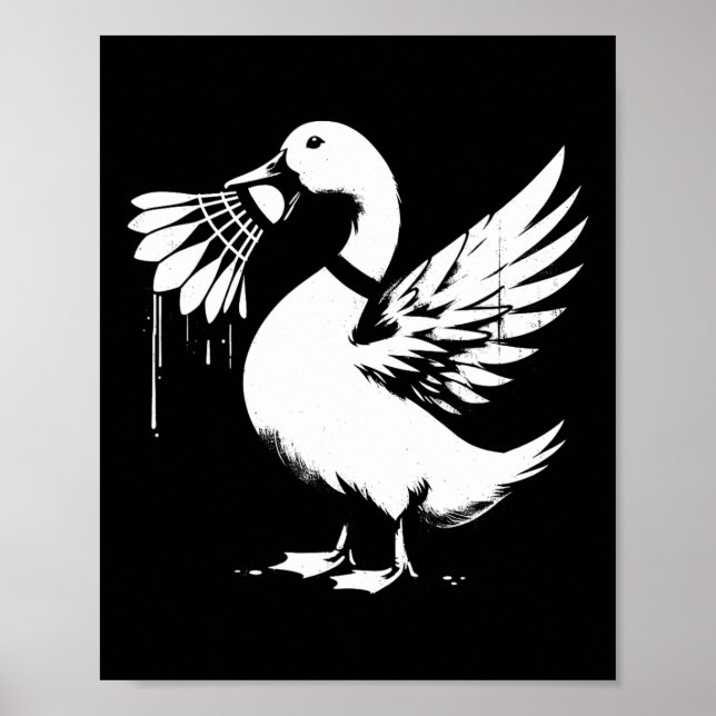 Duck with Shuttle - Funny Graphic Badminton Lover Poster (Vorne)