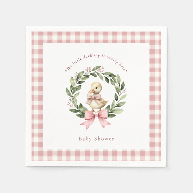 Duck Wreath Babydusche Pink Napkins Serviette (Vorderseite)