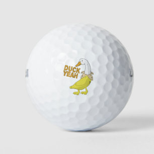 Duck Yeah Funny Banana Duck Kawaii Illustration Golfball