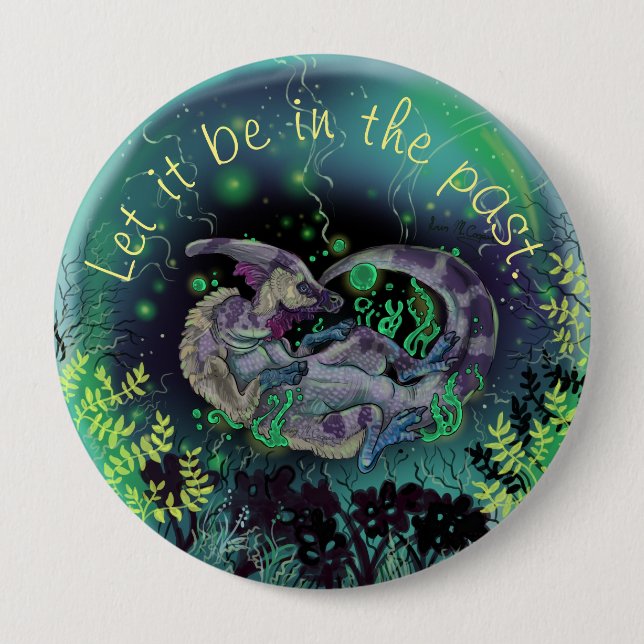 Duckbill Dinosaur Art Button (Vorderseite)