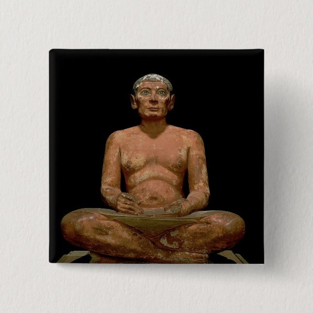 Duckende Schreiber-Statue Button (Vorderseite)