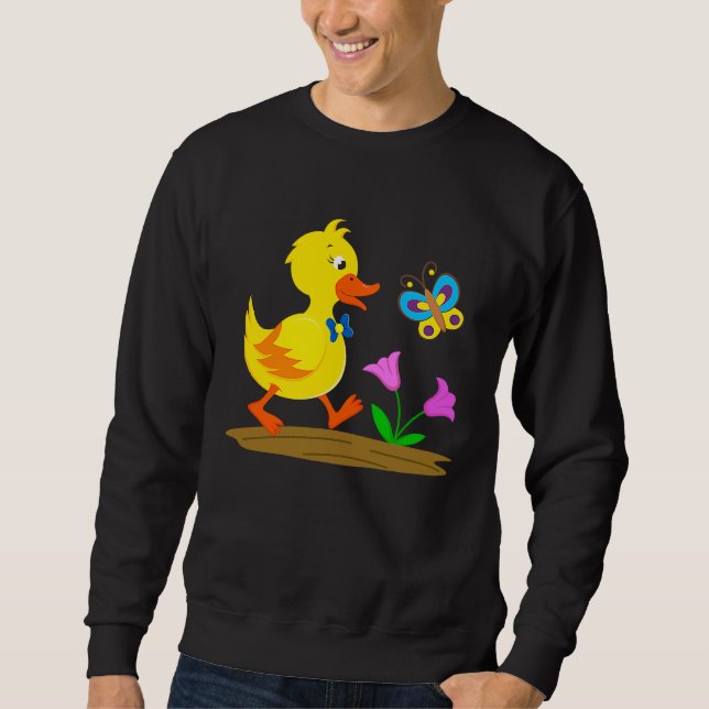 Duckling and butterfly cute baby duck sweatshirt (Vorderseite)