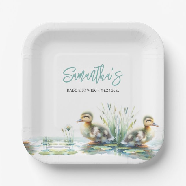 Duckling Baby Dusche verfügbar Pappteller (Vorderseite)