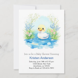 Duckling Blue Bliss Boy Baby Shower Einladung