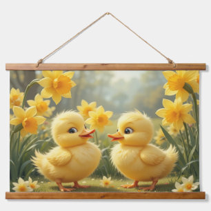 Duckling Duo bei Duckling Wandteppich Mit Holzrahmen