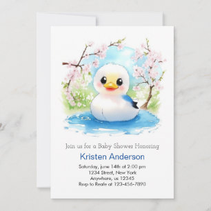 Duckling Enchanted Watercolor Boy Baby Shower Einladung